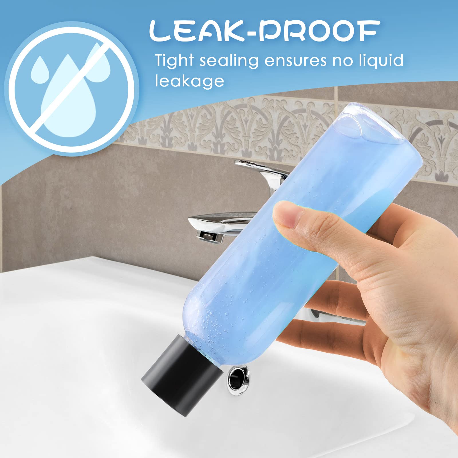 24 Pcs 6.8 Oz Clear Plastic Empty Bottles Refillable Containers With Disc Cap Travel Shampoo Bottles For Shampoo Lotions Creams